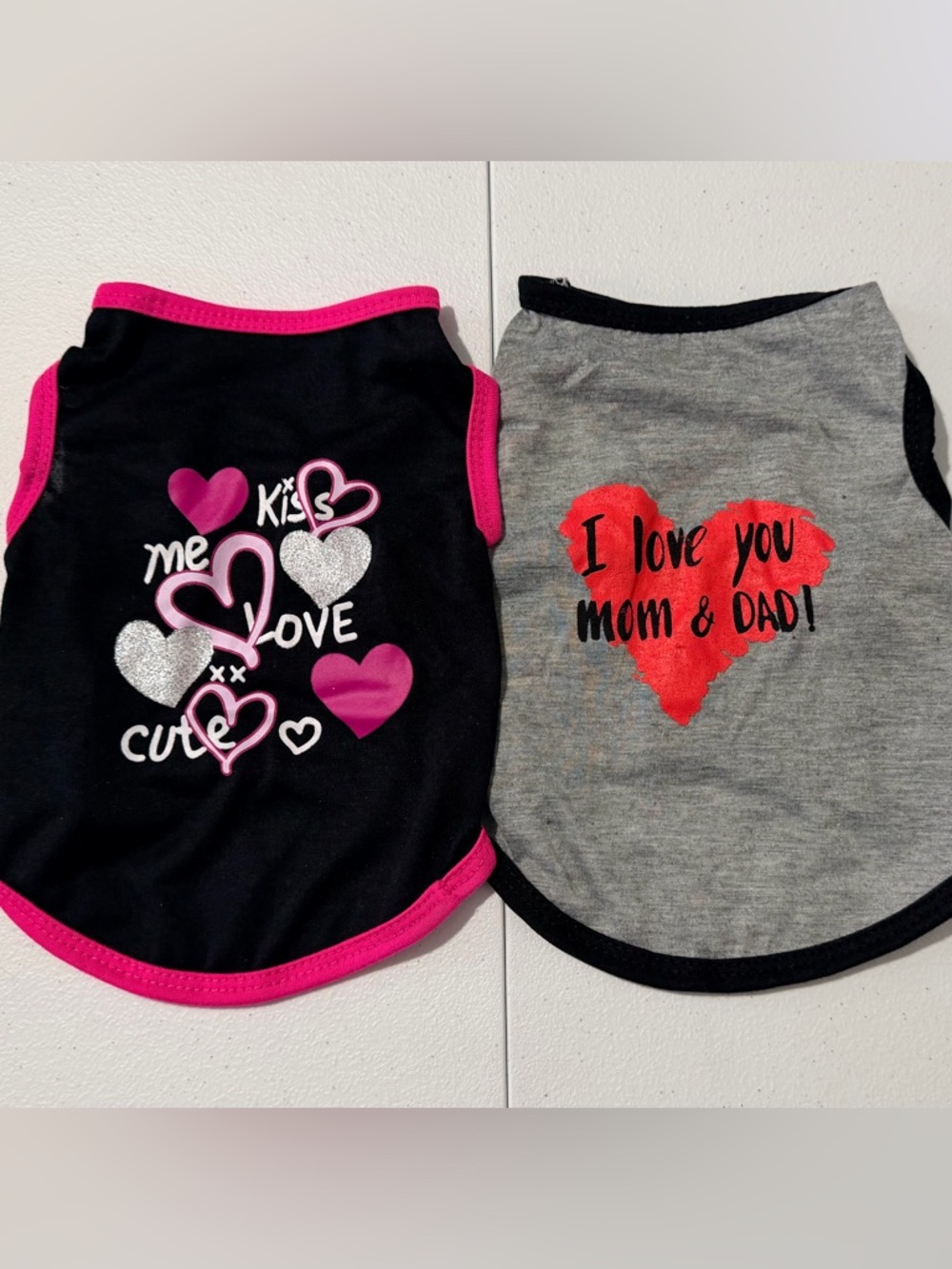 2 pc Dog Tank Pet Graphic T-Shirts Sz S